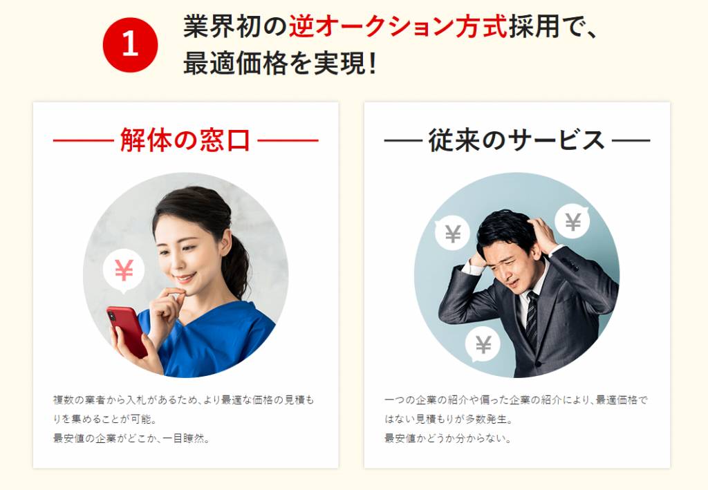 解体の窓口:逆オークション形式の説明